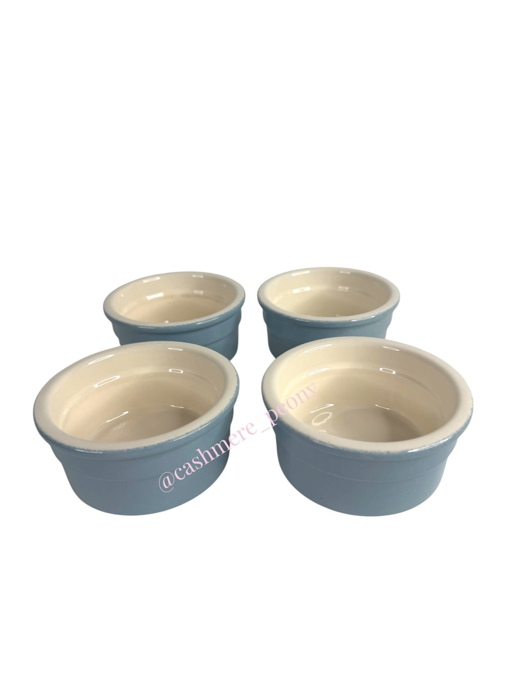 Set of 4 Pots & Co Cermer Ramekins - BLUE Oven/Microwave/Freezer/Dishwasher 